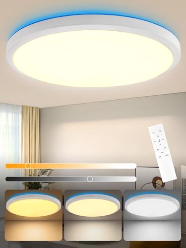 Dimmbare LED-Deckenleuchte,36W Deckenleuchte mit Fernbedienung,3000K-6000K Einstellbare Deckenleuchte mit Memory-Funktion,IP44 Wasserdicht Moderne Led Deckenleuchte Rund für Schlafzimmer Wohnzimmer von wowspeed