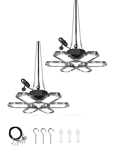 LED Garagenleuchte 185W,18500LM Verknüpfbar Werkstattlampe mit Stecker,6500K Garagenlicht mit 1.5M Netzkabel, Garagenlampe LED mit 6 Verstellbaren Paneelen, Werkstattlampe für Keller Werkstatt LED Garagenleuchte 185W,18500LM Verknüpfbar Werkstattlampe mit Stecker,6500K Garagenlicht mit 1.5M Netzkabel, Garagenlampe LED mit 6 Verstellbaren Paneelen, Werkstattlampe für Keller Werkstatt von wowspeed