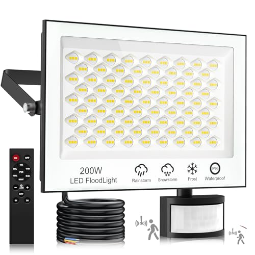 wowspeed LED Strahler Mit Bewegungsmelder Außen - 200W 20000LM 6500K Mit Fernbedienung, Timing-Funktion, Einstellbare Helligkeit Fluter, IP66 Wasserdicht Scheinwerfer für Garage Hof wowspeed LED Strahler Mit Bewegungsmelder Außen - 200W 20000LM 6500K Mit Fernbedienung, Timing-Funktion, Einstellbare Helligkeit Fluter, IP66 Wasserdicht Scheinwerfer für Garage Hof von wowspeed