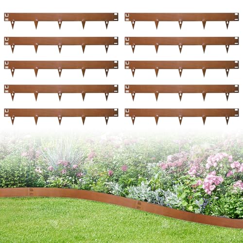 wowspeed 10 Stück Rasenkante Cortenstahl, 3.5ft Rasenkanten, 15cm hoch Beeteinfassung, Beetumrandung Cortenstahl, Mähkante Beetbegrenzung Flexible für Garten, Wetterbeständig wowspeed 10 Stück Rasenkante Cortenstahl, 3.5ft Rasenkanten, 15cm hoch Beeteinfassung, Beetumrandung Cortenstahl, Mähkante Beetbegrenzung Flexible für Garten, Wetterbeständig von wowspeed