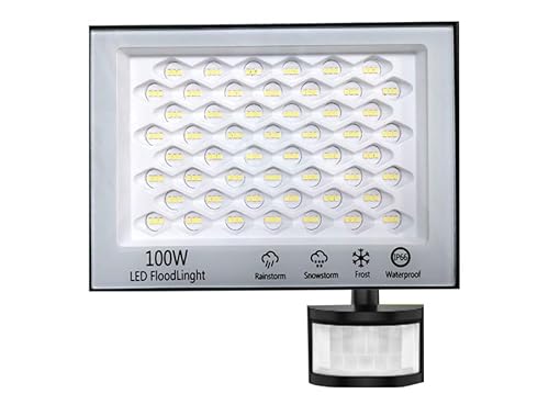 wowspeed 100W LED Strahler Außen mit Bewegungsmelder 10000LM Aussenleuchte Kaltweiss Scheinwerfer mit Fernbedienung Fluter Aussenstrahler IP67 Wasserdicht Flutlicht Mit fur garten, Garage von wowspeed