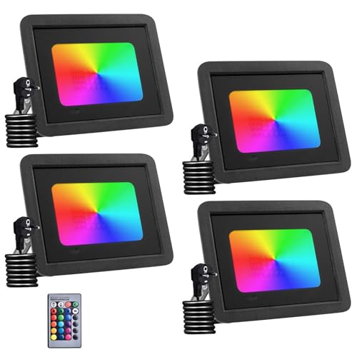 wowspeed 100W RGB LED Strahler Außen Mit Fernbedienung 4 PACK, 4 Modi 16 Farben Memory-Funktion RGB Strahler, IP66 Wasserdicht LED Flutlicht, RGBW-Farbwechsel LED Scheinwerfer wowspeed 100W RGB LED Strahler Außen Mit Fernbedienung 4 PACK, 4 Modi 16 Farben Memory-Funktion RGB Strahler, IP66 Wasserdicht LED Flutlicht, RGBW-Farbwechsel LED Scheinwerfer von wowspeed