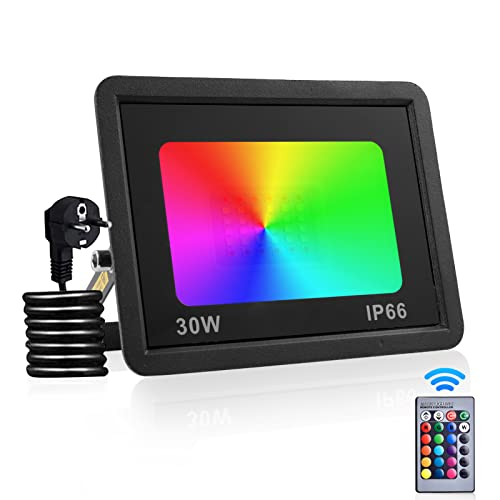 wowspeed 30W RGB LED Strahler Außen Mit Fernbedienung, 4 Modi 16 Farben Memory-Funktion RGB Strahler, IP66 Wasserdicht LED Flutlicht, RGBW-Farbwechsel LED Scheinwerfer wowspeed 30W RGB LED Strahler Außen Mit Fernbedienung, 4 Modi 16 Farben Memory-Funktion RGB Strahler, IP66 Wasserdicht LED Flutlicht, RGBW-Farbwechsel LED Scheinwerfer von wowspeed