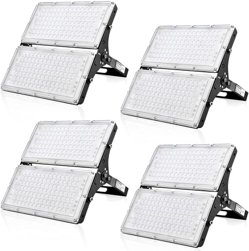 wowspeed 200W LED Strahler Außen 4 Stücke, 20000LM Superhell Strahler Außen, 3000K Warmweiß Led Scheinwerfer, IP66 Wasserdicht Flutlicht,Aussenstrahler für Garten, Garage, Sportplatz von wowspeed