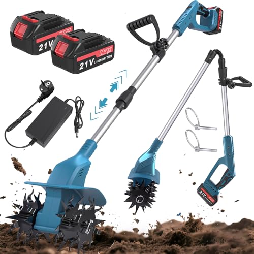wowspeed Bodenhacke Elektrisch, 21V Akku Gartenfräse, 360 U/min, 16 cm Arbeitstiefe, 20 cm Arbeitsbreite, 2 3000mAh Akkus, Gartenfräse Motorhacke für Auflockern, Bearbeiten und Kompostieren wowspeed Bodenhacke Elektrisch, 21V Akku Gartenfräse, 360 U/min, 16 cm Arbeitstiefe, 20 cm Arbeitsbreite, 2 3000mAh Akkus, Gartenfräse Motorhacke für Auflockern, Bearbeiten und Kompostieren von wowspeed