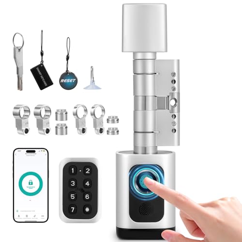 wowspeed Elektronisches Türschloss, 5-in-1 Smart Lock Türschloss, Fingerabdruck, Code, APP, Magnetkarten, Schlüssel, Für Türen mit einer Stärke von 60-90 mm, Keine Batterien im Lieferumfang enthalten von wowspeed