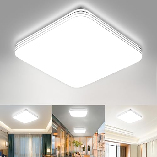 wowspeed LED Deckenleuchte, 36W - 2800LM - 6500K LED Deckenleuchte Flach, Modern Schlicht Ultra Dünn Deckenlampe, Deckenlampe LED Quadratisch für Wohnzimmer Schlafzimmer Küche Bad Balkon, 33cm von wowspeed
