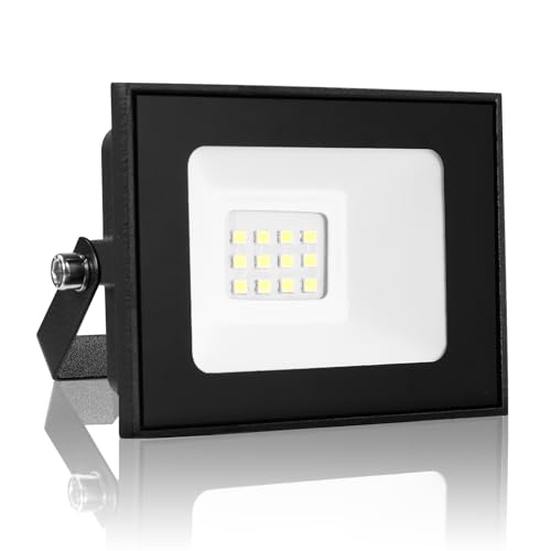 wowspeed LED-Strahler Außen, 10W 1000LM Superhell LED Strahler Außen, 6500K Kaltweiß LED Scheinwerfer, IP66 Wasserfest LED Flutlicht, LED Strahler Mit 180° Verstellbarem Ständer für Hinterhof, Garage von wowspeed