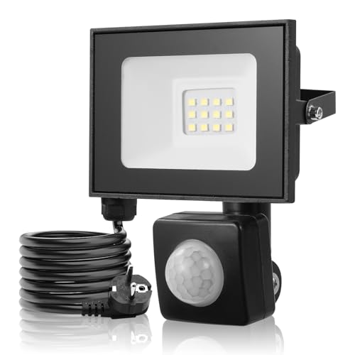 wowspeed Led Strahler mit Bewegungsmelder Außen - 10W 1000LM Led Strahler Außen 3000K Warmweiß Superhell Scheinwerfer IP65 Wasserdicht Led Aussenleuchte mit Bewegungsmelder für Garage Sportplatz von wowspeed