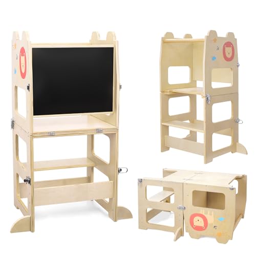 wowspeed Lernturm für Kinder 3 in 1, Lernturm mit Kippschutz und Magnetischen Tafel zum Zeichnen, Tritthocker Kinder Klappbar Holz, Verwandelt Sich in Tisch+Stuhl, für Kinder 1.5 bis 5 Jahren wowspeed Lernturm für Kinder 3 in 1, Lernturm mit Kippschutz und Magnetischen Tafel zum Zeichnen, Tritthocker Kinder Klappbar Holz, Verwandelt Sich in Tisch+Stuhl, für Kinder 1.5 bis 5 Jahren von wowspeed