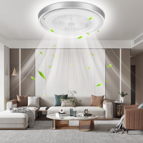 wowspeed Modern Deckenventilator mit Beleuchtung und Fernbedienung 72W, 50cm Lampe mit Ventilator, 3 Farbtemperatur und 6 Geschwindigkeiten Deckenventilator mit Lampe, Timer, Leise von wowspeed