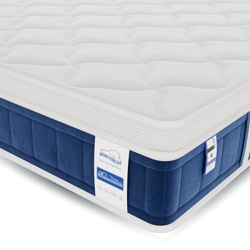 wowttrelax Matratze 90x200 25cm Höhe H3 Hart, Boxspringbett Matratze mit 7-Zonen Schnitt Federkernmatratze, Microfaser-Bezug, Anti-Allergie Erwachsenenmatratzen von wowttrelax