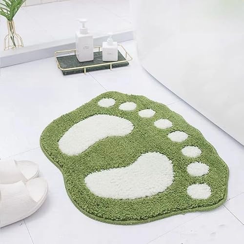 Badematte Waschbar Badteppich ，Rutschfest Waschbar Badematte ，Badvorleger，Polyestergewebe, hohe Gewebedichte, angenehme Haptik，für Dusche,Badewanne und Toilette Badezimmerteppich.(Grün,58cm*88cm) von woxefo