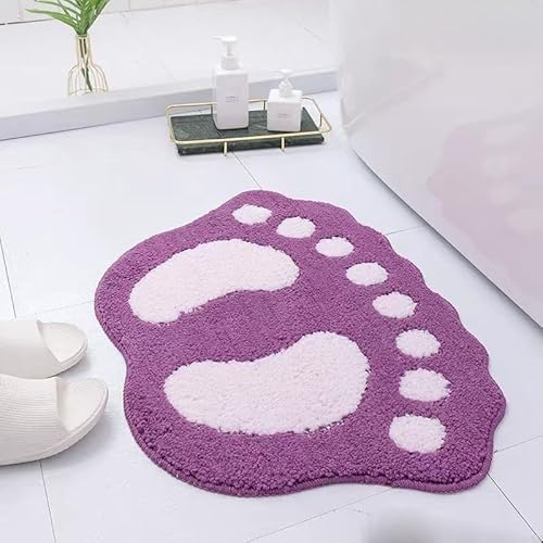 Badematte Waschbar Badteppich ，Rutschfest Waschbar Badematte ，Badvorleger，Polyestergewebe, hohe Gewebedichte, angenehme Haptik，für Dusche,Badewanne und Toilette Badezimmerteppich.(Lila,47cm*68cm) von woxefo