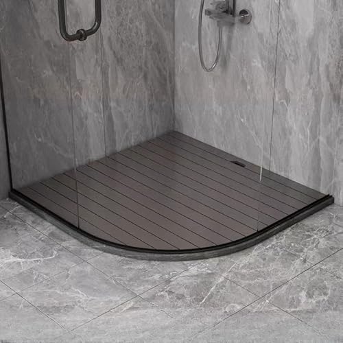 Badezimmermatte, wasserdichte Duschmatte, rutschfester Badezimmerteppich, PS-Polymermaterial, schimmelresistent, robust und langlebig, geeignet für Dusche, Badewanne und Toilette(Grau,70cm*80cm) von woxefo