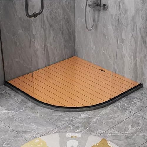 Badezimmermatte, wasserdichte Duschmatte, rutschfester Badezimmerteppich, PS-Polymermaterial, schimmelresistent, robust und langlebig, geeignet für Dusche, Badewanne und Toilette(Orange,50cm*60cm) von woxefo