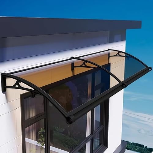 Eingangsmarkise für die Haustür aus Aluminium und Polycarbonat Wetterfest und sonnenbeständig FüR Terrasse Balkon Garten Hauseingang Garage Dachtraufe usw.(Braun,60cm*240cm) von woxefo