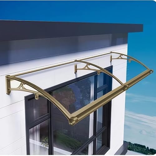 Haustürmarkise mit seitlichen Dachrinnen mit Großem Waschbecken aus Aluminiumlegierung wetterfest für Im Freien Terrasse Balkon Traufe Garten Schaufenster usw.(50cm*200cm) von woxefo