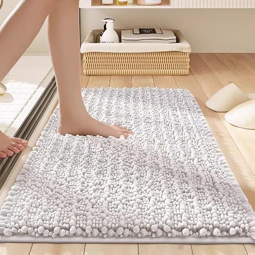 Saugfähige Rutschfester Badvorleger ,Rutschfest Waschbar Badematte ，Flauschige Hochflor Badteppich ，Chenille Material，Schnelltrocknend, weich und bequem，für Dusche,Badewanne und Toilette(C,60cm*90cm) von woxefo