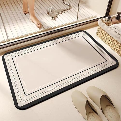 woxefo Saugfähige Rutschfester Badvorleger, rutschfest Waschbar Badematte,Badezimmerteppich,PU-Material, ist schmutz- und staubabweisend,für Dusche,Badewanne und Toilette(B,70cm*100cm(4mm)) von woxefo
