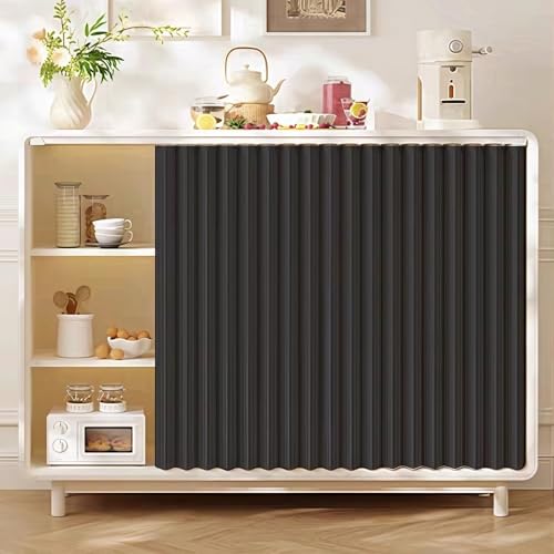 woxefo Staubdichte VorhäNge für Offenes Regal Leinenmaterial Wasserdicht, sonnenbeständig,SchimmelresistentMit Gleitschiene Geeignet für Schränke Garderoben(Schwarz,70cm*90cm) von woxefo