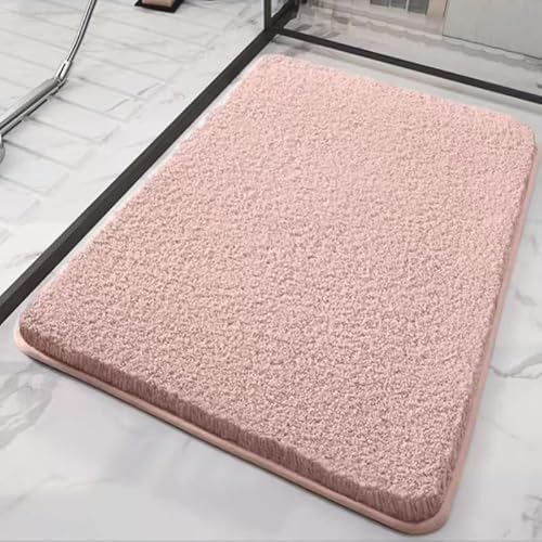 woxefo Weich Bequem Badezimmerteppich，Flauschige Hochflor Badteppich ， Saugfähige Rutschfester Badvorleger ，Langes Baumwollvlies, weich und saugfähig，ür Dusche,Badewanne und Toilette(Rosa,80cm*120cm) von woxefo