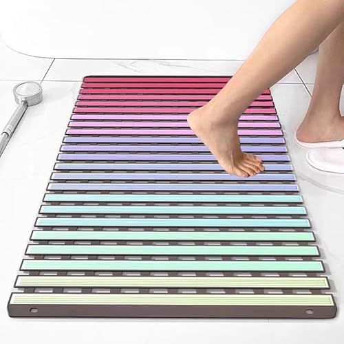 woxefo Weich Bequem Badezimmerteppich ，rutschfest Waschbar Badematte ，TPE+PP-Verbundmaterial, 360° Weichgummirand, geeignet für Duschen, Badewannen etc.(B,50cm*83cm) von woxefo