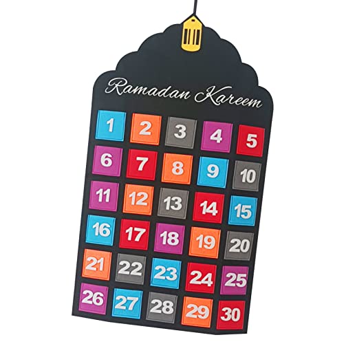40 x 70 cm Adventskalender Mubarak mit 30 kleinen Taschen, Eid Kalender, Countdown, Ramadan-Dekoration, für Kinder, Geschenke von Eid Ramadan, Party von woyufen