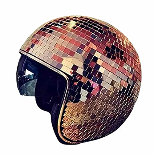 Disco Mirror Glitter Ball Helme, Glitzer Kugelhelme Glitzer Spiegelglas Disco Helme, Disco Kugel Helm mit Einziehbarem Visier Disco Helm Glitzer Spiegel Glas Disco Kugel-Hut für Club, Bühne, Bar von woyufen