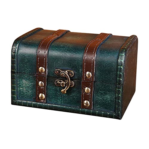 woyufen 16 x 12 x 9,5 cm Aufbewahrungsbox Vintage Schatztruhe Kleine Holzkiste Retro Schatzkiste Spardose Schatztruhe Box für Aufbewahren und Dekorieren Zum Aufbewahren Und Dekorieren von woyufen