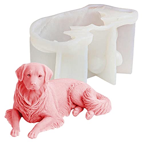 woyufen Silikonform für Kerzen 3D Silikon Golden Retriever Hundeformen Seifenform für liegenden Hund zum Dekorieren für DIY Aromatherapie Kerzen, Wac und Seifen von woyufen