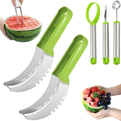 Melonenschneider Messer Multifunktionaler Melonenausstecher LöFfel Obstschneider Geeignet FüR Wassermelone, Papaya, Drachenfrucht, Cantaloupe von wozloify