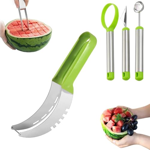 Melonenschneider Messer Multifunktionaler Melonenausstecher LöFfel Obstschneider Geeignet FüR Wassermelone, Papaya, Drachenfrucht, Cantaloupe von wozloify