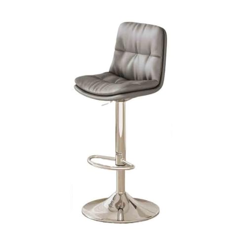 wpenshiDM125 Barhocker Pub Barhocker Licht Luxus Rückenlehne Lift Bar Eisen Kreative Küche Insel Stuhl Europäischen Barhocker PU Leder Hohe Hocker Frühstücksbarhocker(Grigio) von wpenshiDM125
