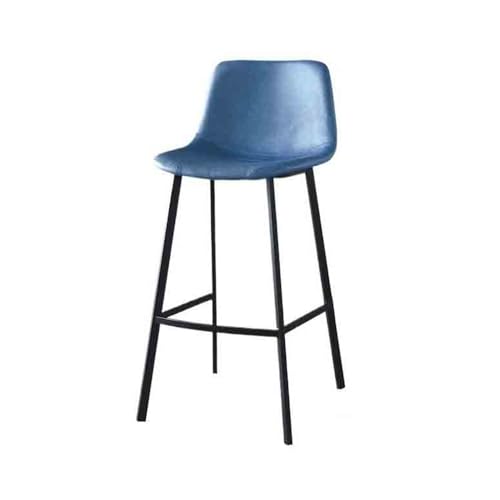wpenshiDM125 Barhocker Pub Barhocker Skandinavischer Barhocker Luxus Retro Barhocker Moderne Einfache Haushaltsrückenlehne Eisen Hochhocker Bar Hochstuhl Frühstücksbarhocker(Blue) von wpenshiDM125