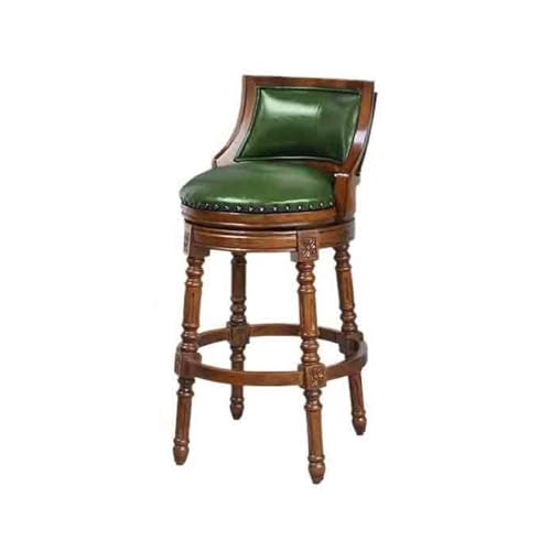 wpenshiDM125 Barhocker Pub Barhocker Vintage Barhocker Hochhocker Europäische Rückenlehne Bar Drehstuhl Holz Licht Luxus Barstuhl Frühstücksbarhocker(Green) von wpenshiDM125