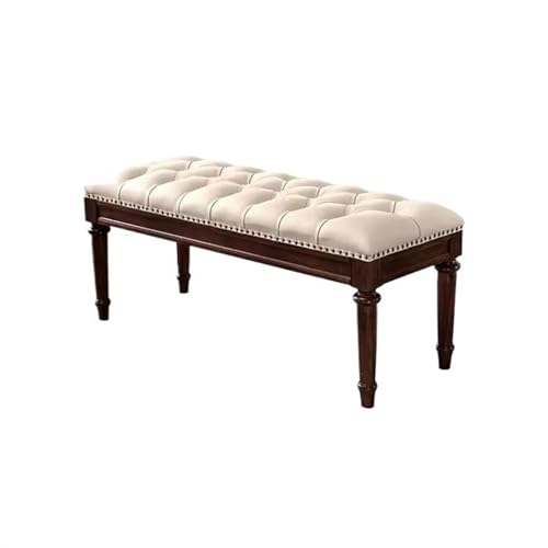 wpenshiDM125 Hocker am Bettende 1,2 m/1,6 m rustikaler Stil Holz-Nachthocker, Leder, Vintage-Schlafzimmermöbel, Schuhputzhocker, Bank Wohnzimmerbank(160 * 48 * 45cm) von wpenshiDM125
