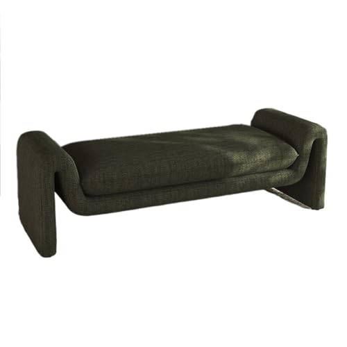 wpenshiDM125 Hocker am Bettende Bett-Endhocker im mittleren Alter, Garderoben-Langbank, Schlafzimmer-Bett-Endcouch, einfacher Retro-Bett-Endsofahocker Wohnzimmerbank(Dark Green,Klein) von wpenshiDM125