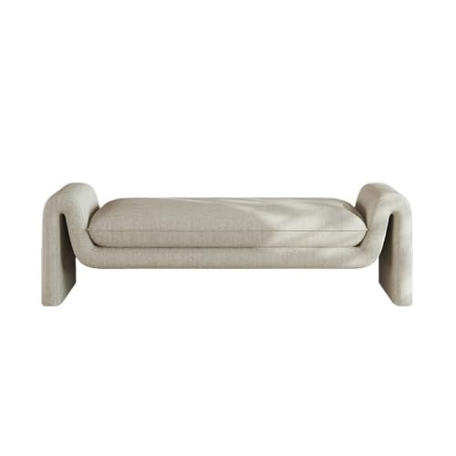 wpenshiDM125 Hocker am Bettende Bett-Endhocker im mittleren Alter, Garderoben-Langbank, Schlafzimmer-Bett-Endcouch, einfacher Retro-Bett-Endsofahocker Wohnzimmerbank(Off-White,Mittel) von wpenshiDM125