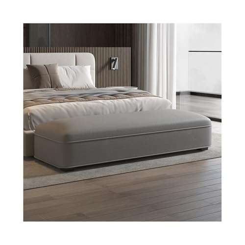 wpenshiDM125 Hocker am Bettende Leichter Luxus-Betthocker, Nachttischhocker, einfacher moderner Schlafzimmer-Nachttisch, Lederbettcouch, Garderoben-Langbank Wohnzimmerbank(Light Gray) von wpenshiDM125