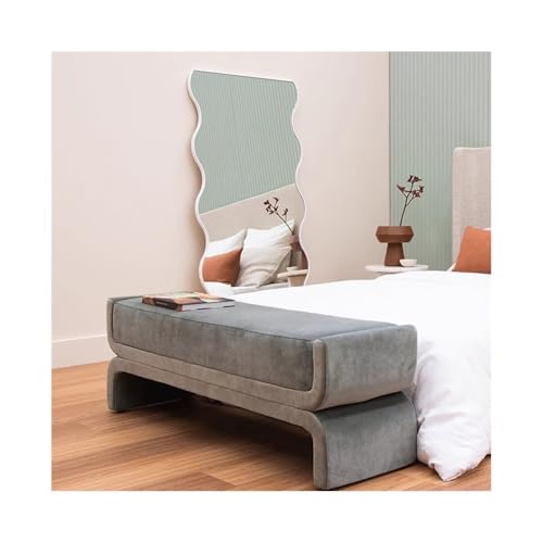 wpenshiDM125 Hocker am Bettende Nachttischhocker Schlafzimmer Nachttischbank Einfache, speziell geformte Wohnzimmer Lange Bank Home Schuhwechselbank Wohnzimmerbank(Grigio,Mittel) von wpenshiDM125