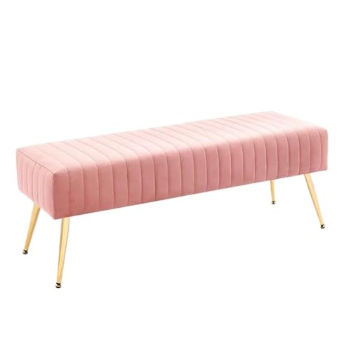 wpenshiDM125 Hocker am Bettende Ottomane aus Samt, Moderne gepolsterte Schlafzimmerbänke, Fußstützenhocker, Innenbank for Eingangsbereich und Wohnzimmer Wohnzimmerbank(Pink) von wpenshiDM125