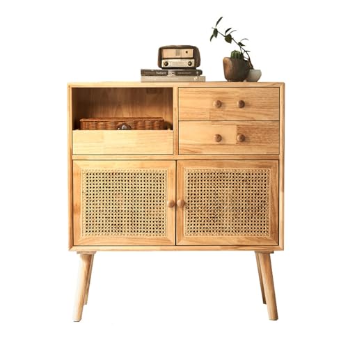 wpenshiDM125 Küchen-Sideboard Wohnzimmer Massivholz Rattan Lagerschrank Haushalt Mit Schublade Esszimmerschrank Lagerschrank Sideboard-Buffetschrank von wpenshiDM125