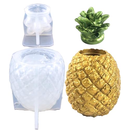 wqibq Ananas-Blumentopfform - Ananas-Stifthalterform mit Deckel | Ananasförmige Vase, Stifthalter, Flaschenglas für Schmuck, Ornamente, Schmuckbehälter von wqibq