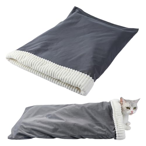 wqibq Katzenhöhle Bett, Kuscheliger Plüsch Schlafsack Für Katzen, Wärmender Schlafsack Winter Haustierbett Zum Ausruhen Verstecken Für Zuhause Auto Weihnachten von wqibq