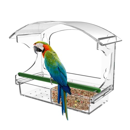 wqibq Transparenter Vogelhäuschen, klarer Fenstervogelfutterleiter - Finches Food Container - Acrylfenstervogelfutterleiter mit starken Saugnäpfeln transparent entfernbar von wqibq