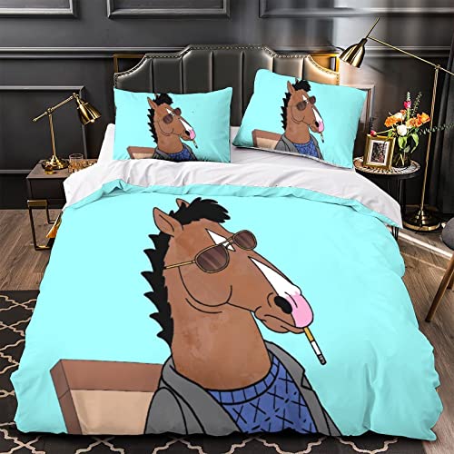 BoJack Horseman Bettbezug Set 3D Muster Print Bettwäsche Steppbett Bettbezug Set Für Kinder,Mikrofaser einfach（135x200cm） von wrtgerht