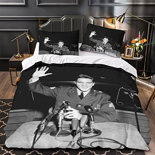 Elvis Presley Bettbezug Set 3D Gedruckt Rock 'n' Roll Set Mit Kopfkissenbezug Für Teenager Weich Sängerin Steppdeckenbezug Bettwäsche einzeln（135x200cm） von wrtgerht