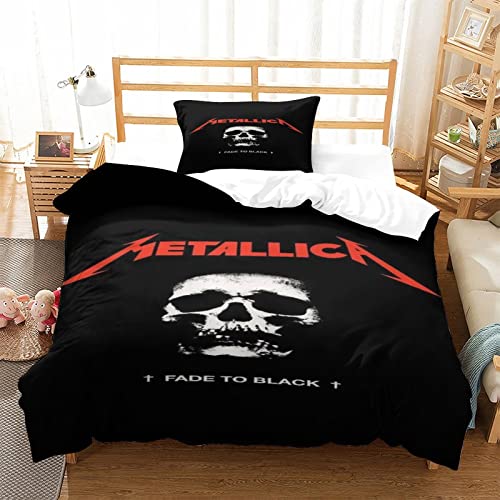 Metallica 3D Rock 'n' Roll Effekt Für Kinder Und Erwachsene Bedruckter Bettbezug Mit Kissenbezügen,Mikrofaser Heavy-Metal-Band Steppbett Bettzeug Set einzeln（135x200cm） von wrtgerht