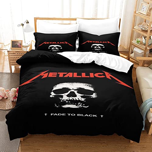 Metallica Bettbezug Rock 'n' Roll Bettwäsche Set Für Jugendliche Erwachsene Heavy-Metal-Band Bettdecke Bezug 3DHeavy-Metal-Band Muster Bezug König（220x240cm） von wrtgerht